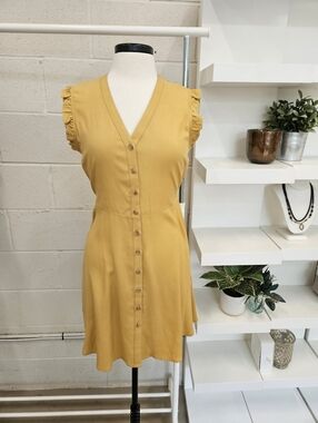 Ruffle Sleeve Button Dress
